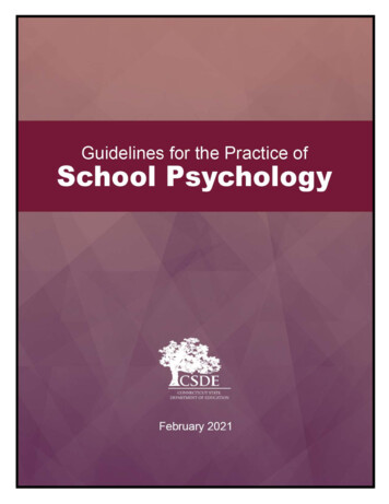 Guidelines For The Practice Of School Psychology - Connecticut