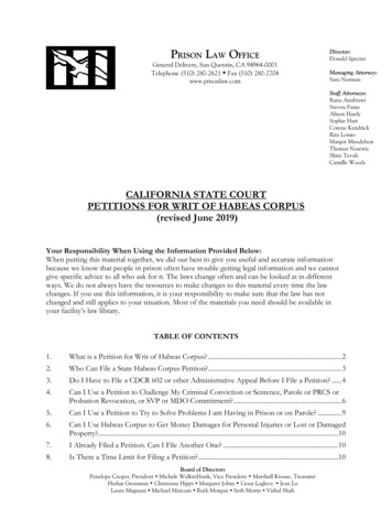 CALIFORNIA STATE COURT PETITIONS FOR WRIT OF HABEAS . - Prison Law Office