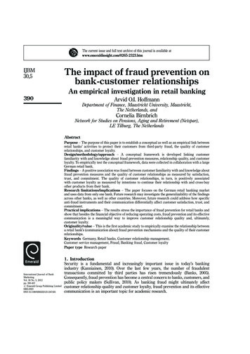 The Impact Offraud Prevention On Bank-customer Relationships