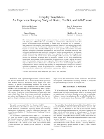 Everyday Temptations: An Experience Sampling Study Of Desire, Conflict .