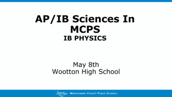 AP/IB Sciences In MCPS IB PHYSICS - Montgomery County Public Schools