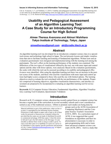 Usability And Pedagogical Assessment Of An Algorithm Learning Tool: A .