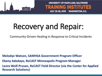 Recovery And Repair - University Of Maryland, Baltimore