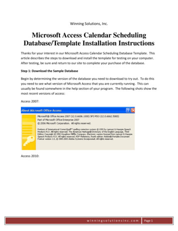 Microsoft Access Calendar Scheduling Database/Template Installation .