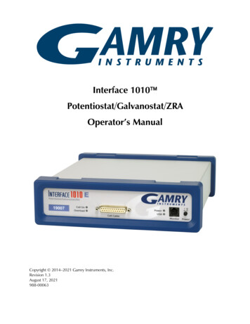 Interface 1010 Potentiostat Operators Manual - Gamry