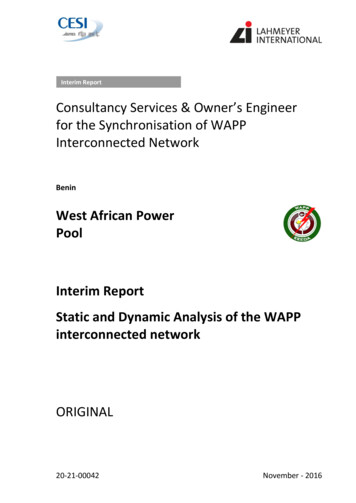 West African Power Pool Interim Report Static And Dynamic Analysis Of .