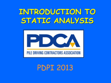 INTRODUCTION TO STATIC ANALYSIS - Piledrivers 