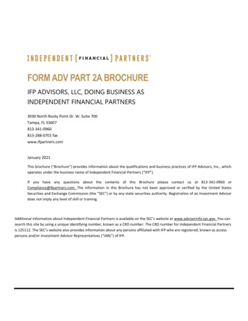 FORM ADV PART 2A BROCHURE - Independent Financial Partners