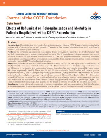 Chronic Obstructive Pulmonary Diseases: Journal Of . - COPD Foundation