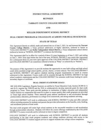 Instructional Agreement Between Tarrant County College District And .