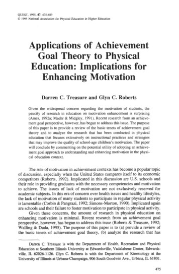 Applications Of Achievement Goal Theory To Physical Education .