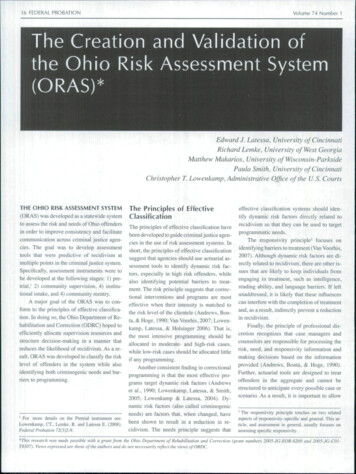 The Creation And Validation Of The Ohio Risk Assessment System (ORAS)*