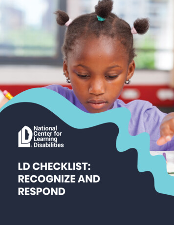 Ld Checklist: Recognize And Respond - Ncld