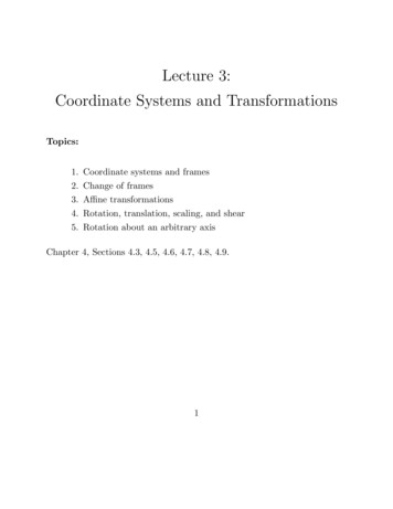 Lecture 3: Coordinate Systems And Transformations - Forsiden
