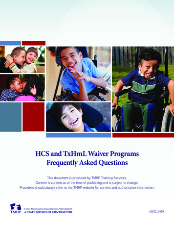 HCS And TxHmL Waiver Programs Frequently Asked Questions - TMHP