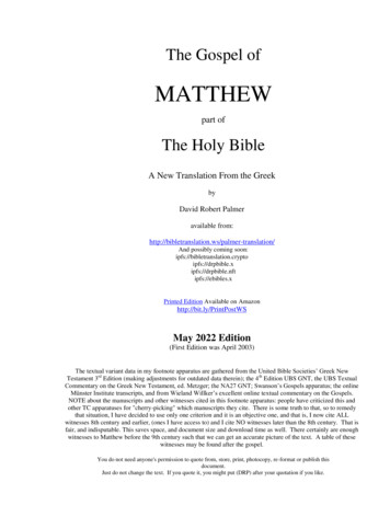 The Gospel Of Matthew, With Translator's Notes - Bible Translation