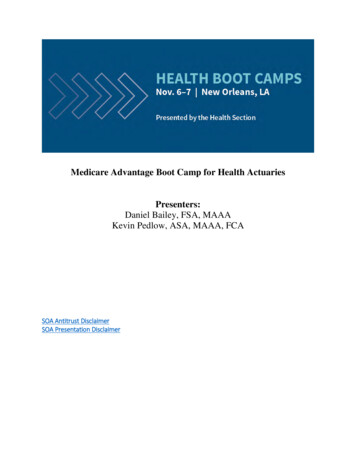 Medicare Advantage Boot Camp For Health Actuaries