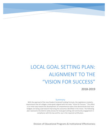 Local Goal Setting Plan: Alignment To The 