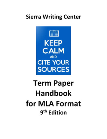 Term Paper Handbook For MLA Format - Sierra College