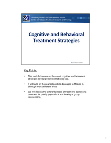 Cognitive And Behavioral Treatment Strategies