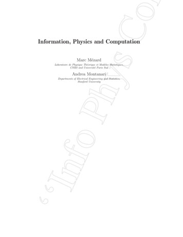 Information, Physics And Computation - UCLA Statistics