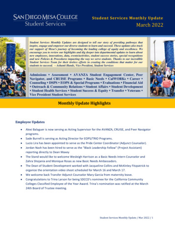Student Services Monthly Update March 2022 - Sdmesa.edu