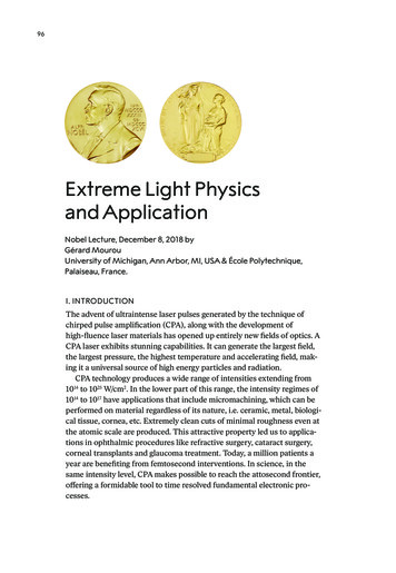 Nobel Lecture: Extreme Light Physics And Application