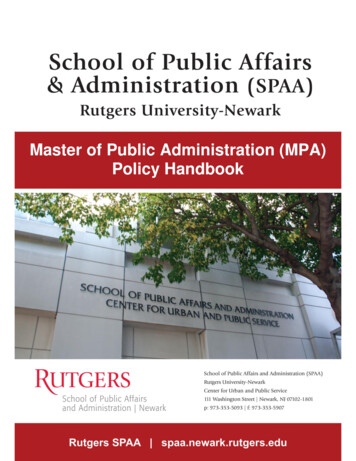Master Of Public Administration (MPA) Policy Handbook