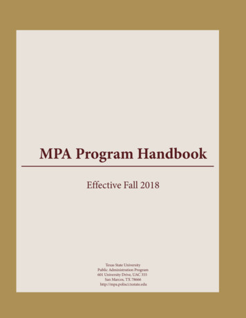MPA Program Handbook - Texas State University