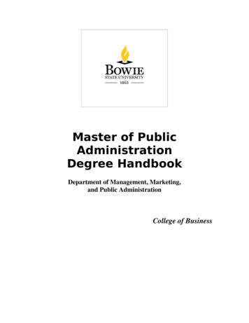 Master Of Public Administration Degree Handbook - Bowie State