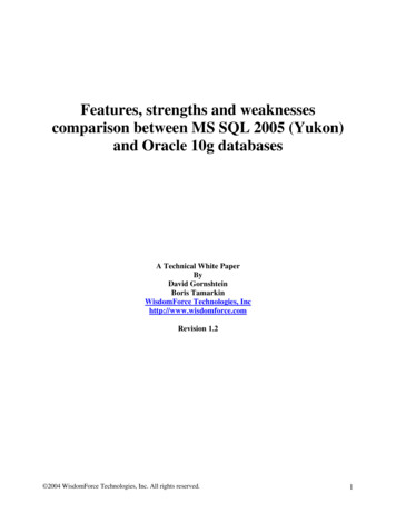 Features, Strengths And Weaknesses Comparison Between MS SQL 2005 .