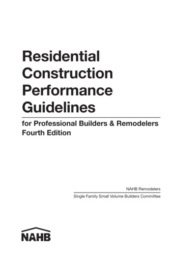 Residential Construction Performance Guidelines - Custom Homes