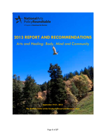 2013 REPORT AND RECOMMENDATIONS - Americans For The Arts