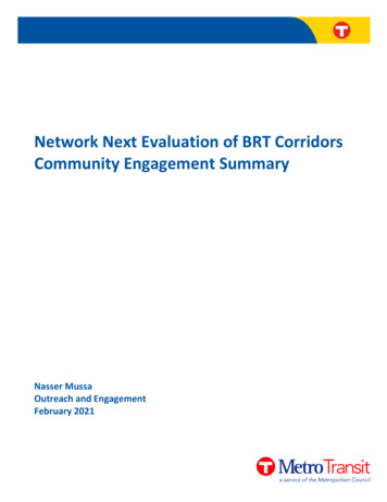Network Next Evaluation Of BRT Corridors Community Engagement Summary