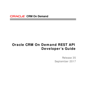 Oracle CRM On Demand REST API Developer's Guide