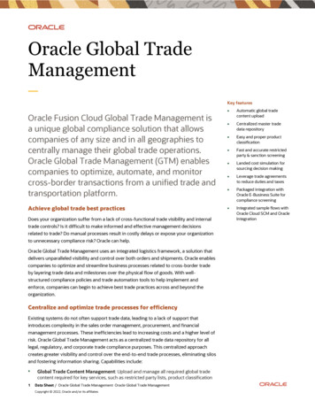 Oracle Global Trade Management Data Sheet