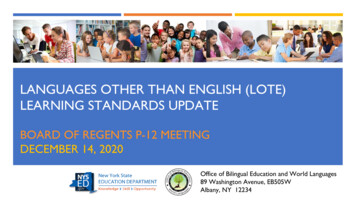 Languages Other Than English (Lote) Learning Standards Update