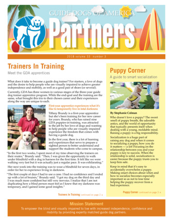 2018 Volume 33 Number 3 Trainers In Training Puppy Corner