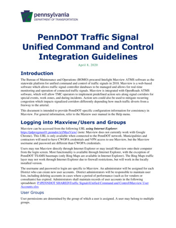 PennDOT Traffic Signal Unified Command And Control Integration Guidelines