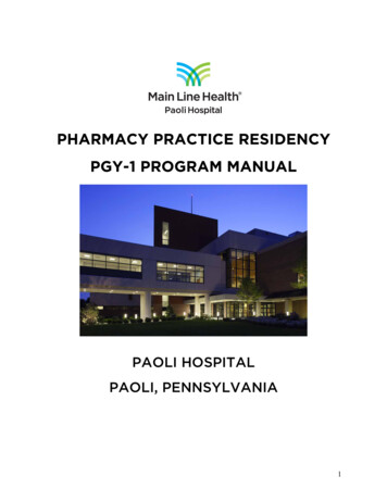 PHARMACY PRACTICE RESIDENCY PGY-1 PROGRAM MANUAL - Main Line Health