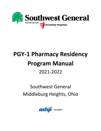 PGY-1 Pharmacy Residency Program Manual - Southwest General