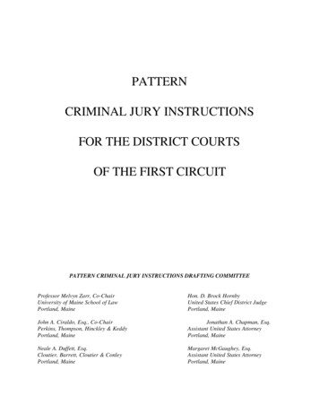 Pattern Criminal Jury Instructions For The District Courts Of The First .