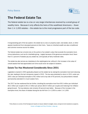 The Federal Estate Tax - Center On Budget And Policy Priorities