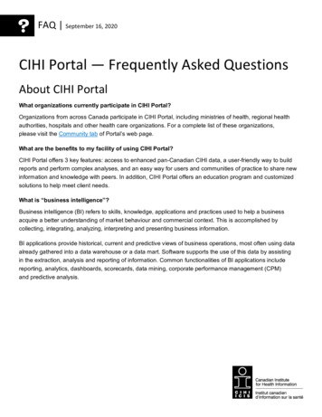 CIHI Portal — Frequently Asked Questions