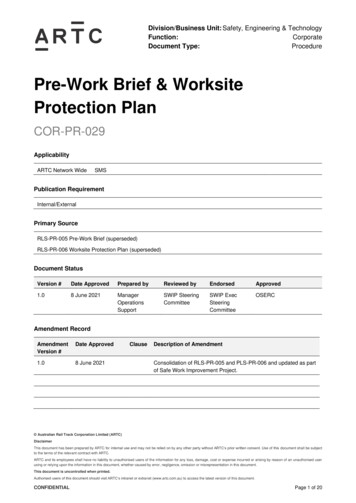 Pre-Work Brief & Worksite Protection Plan - Rail Safeworking Solutions