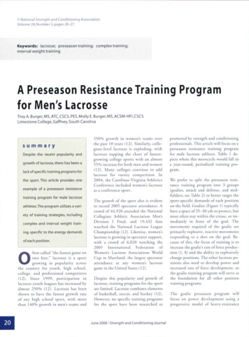 A Preseason Resistance Training Program For Men's Lacrosse