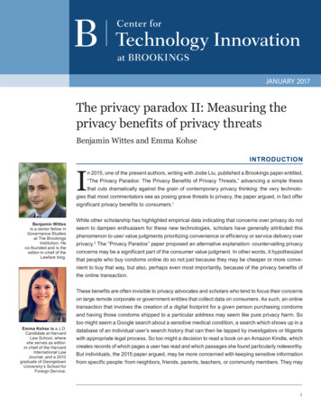 The Privacy Paradox II: Measuring The Privacy Benefits Of . - Brookings