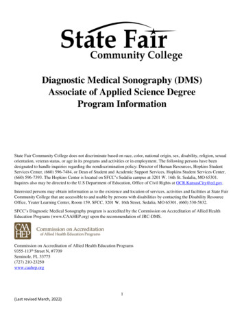 Diagnostic Medical Sonography (DMS) Associate Of Applied Science Degree .