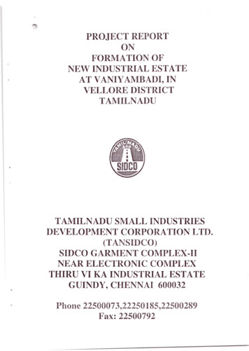Project Report On New Industrial Estate Vellore District Tamilnadu - Dcmsme