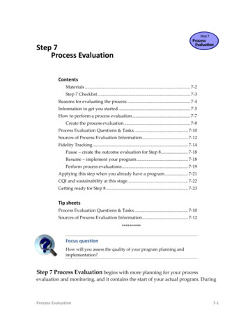 Step 7 Process Evaluation - Centers For Disease Control And Prevention